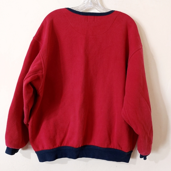 GAP Men's Vintage Red & Blue Cardigan Sweater with Embroidered Lettering - Picture 5 of 10